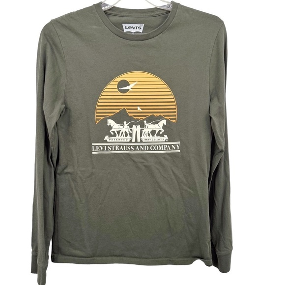 Levi's Classic Fit Long Sleeve Graphic Logo T-Shirt Crew Neck 100% Cotton Sz S - Picture 1 of 6